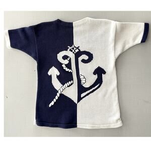 The Eagle's Eye L Anchor Sweater Navy Cotton 90s Vintage Nautical Preppy Unique